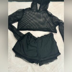 Netted shorts sweat set